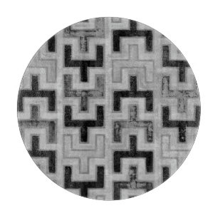 African Mudcloth Textile with Geometric Patterns Cutting Board