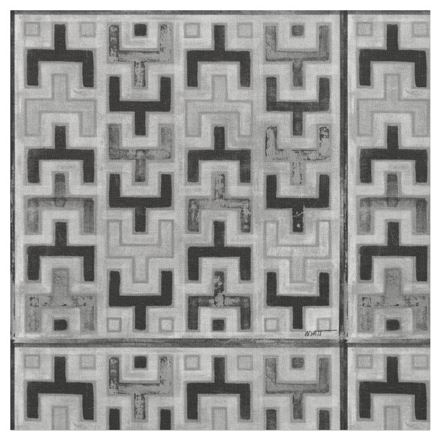 African Mudcloth Textile with Geometric Patterns Fabric (Close Up)