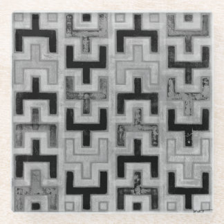 African Mudcloth Textile with Geometric Patterns Glass Coaster
