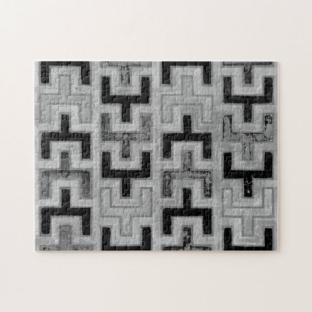 African Mudcloth Textile with Geometric Patterns Jigsaw Puzzle (Horizontal)