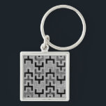 African Mudcloth Textile with Geometric Patterns Key Ring<br><div class="desc">This print was made by Norman Wyatt,  Jr. in the style of an African mudcloth. The mudcloth textile originated in Mali and is a sign of cultural identity. Display your love of global culture and geometric patterns by purchasing this print!</div>