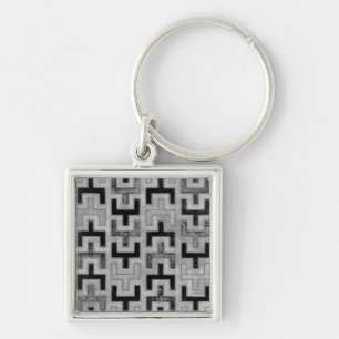 African Mudcloth Textile with Geometric Patterns Key Ring