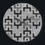 African Mudcloth Textile with Geometric Patterns Large Clock<br><div class="desc">This print was made by Norman Wyatt,  Jr. in the style of an African mudcloth. The mudcloth textile originated in Mali and is a sign of cultural identity. Display your love of global culture and geometric patterns by purchasing this print!</div>