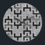 African Mudcloth Textile with Geometric Patterns Large Clock<br><div class="desc">This print was made by Norman Wyatt,  Jr. in the style of an African mudcloth. The mudcloth textile originated in Mali and is a sign of cultural identity. Display your love of global culture and geometric patterns by purchasing this print!</div>