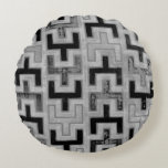 African Mudcloth Textile with Geometric Patterns Round Cushion<br><div class="desc">This print was made by Norman Wyatt,  Jr. in the style of an African mudcloth. The mudcloth textile originated in Mali and is a sign of cultural identity. Display your love of global culture and geometric patterns by purchasing this print!</div>