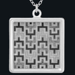 African Mudcloth Textile with Geometric Patterns Silver Plated Necklace<br><div class="desc">This print was made by Norman Wyatt,  Jr. in the style of an African mudcloth. The mudcloth textile originated in Mali and is a sign of cultural identity. Display your love of global culture and geometric patterns by purchasing this print!</div>