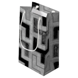 African Mudcloth Textile with Geometric Patterns Small Gift Bag