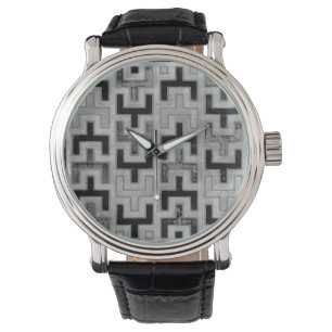 African Mudcloth Textile with Geometric Patterns Watch