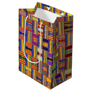 African Multi-Colour Stained Glass Kente K45 Medium Gift Bag