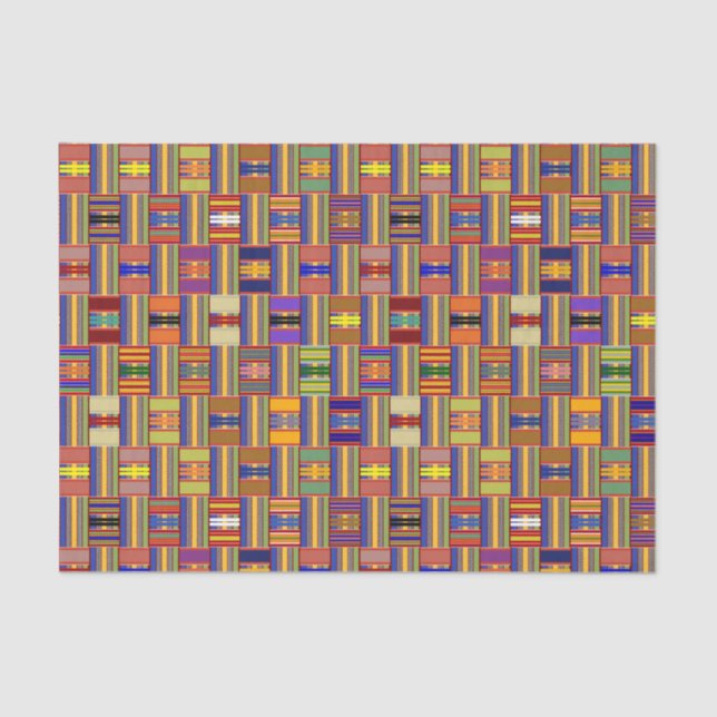 African Multi-Colour Stained Glass Kente K45 Tissue Paper (Front)