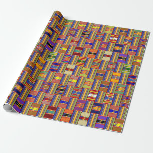 African Multi-Colour Stained Glass Kente K45 Wrapping Paper