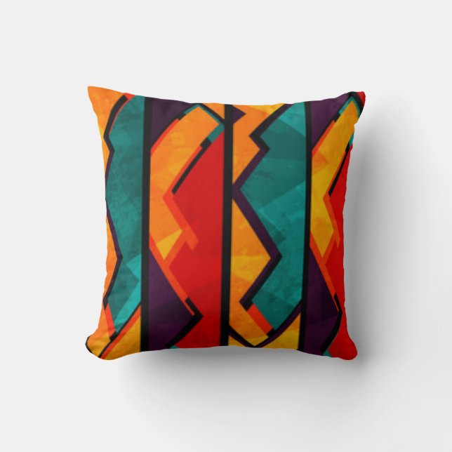African Multi Coloured Pattern Print Design Cushion (Front)