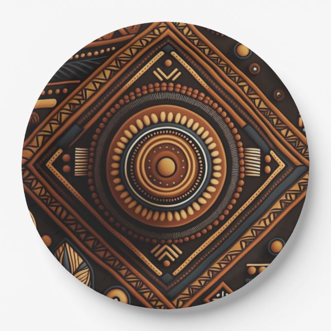 African native traditional pattern. Ethnic Africa Paper Plate (Front)