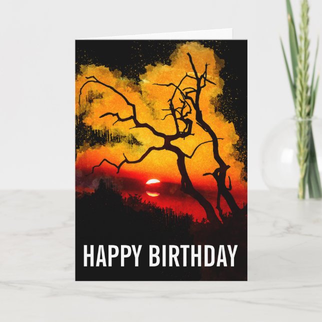 African Nightsky Sunset Birthday Card (Front)