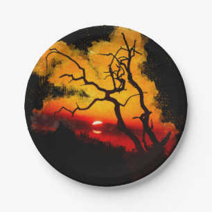 African Nightsky Sunset Paper Plate
