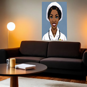 African Nurse AI Art Poster