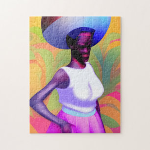 African Old Woman Carrying Vase On Her Head Jigsaw Puzzle