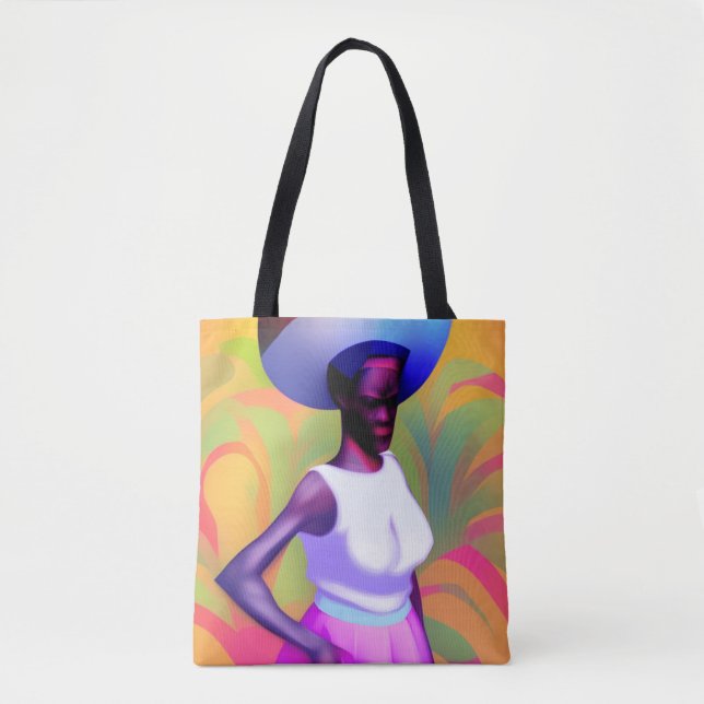 African Old Woman Carrying Vase On Her Head Tote Bag (Front)