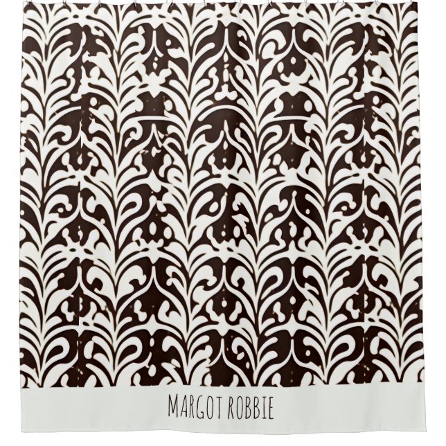 African Ornament Black White Pattern Shower Curtain (Front)