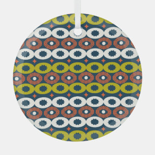 African Oval Shapes: Colourful Seamless. Glass Tree Decoration