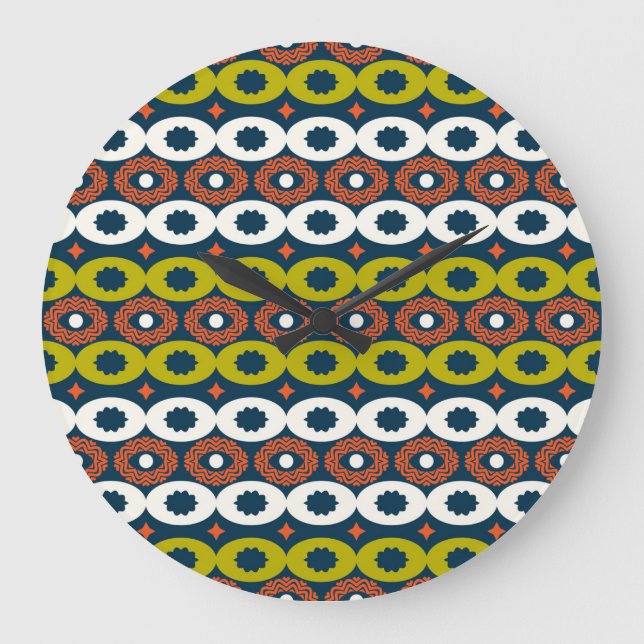 African Oval Shapes: Colourful Seamless. Large Clock (Front)