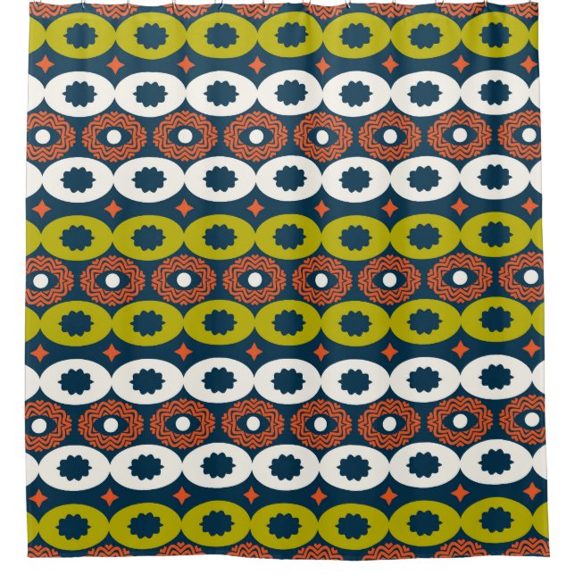 African Oval Shapes: Colourful Seamless. Shower Curtain (Front)