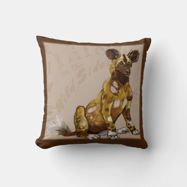 African Painted Puppies Cushion (Front)