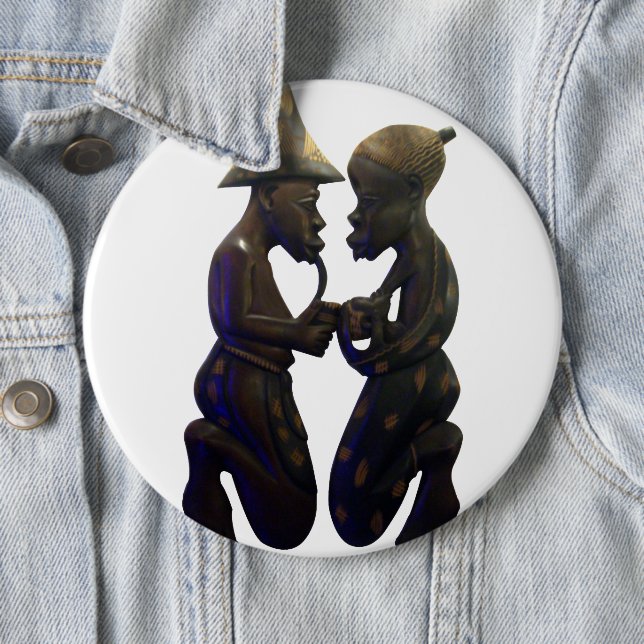 African Paired Hearts: A Lovely Beautiful Moment 6 Cm Round Badge (In Situ)