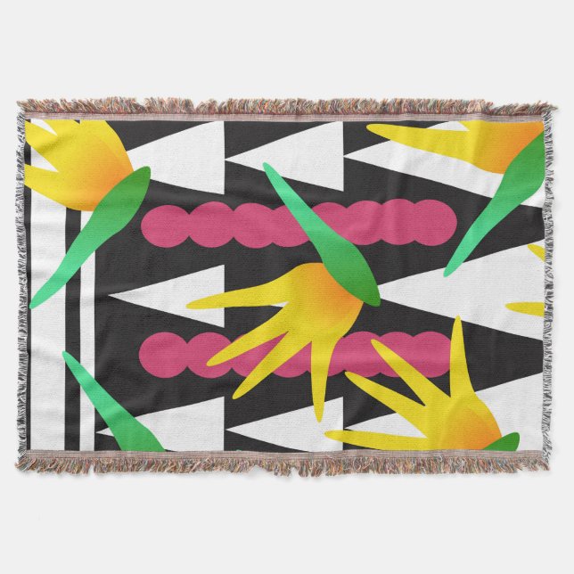 African Paradise Floral Modern Minimalist Throw Blanket (Front)