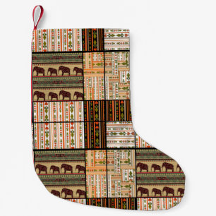 African Patchwork Elephants: Ornamental Texture Small Christmas Stocking
