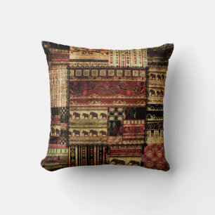 African Patchwork: Grunge Print Background Cushion