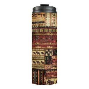 African Patchwork: Grunge Print Background Thermal Tumbler