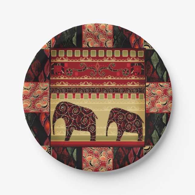 African patchwork paper plate (Front)