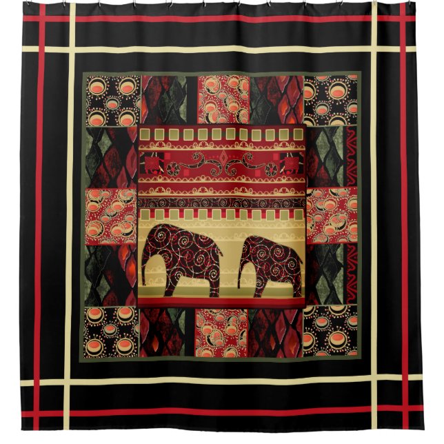 African patchwork shower curtain (Front)