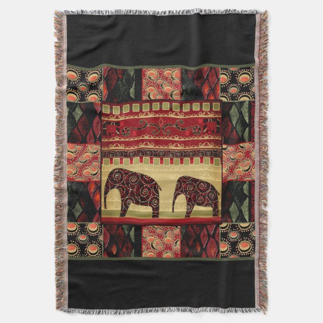 African patchwork throw blanket (Front Vertical)