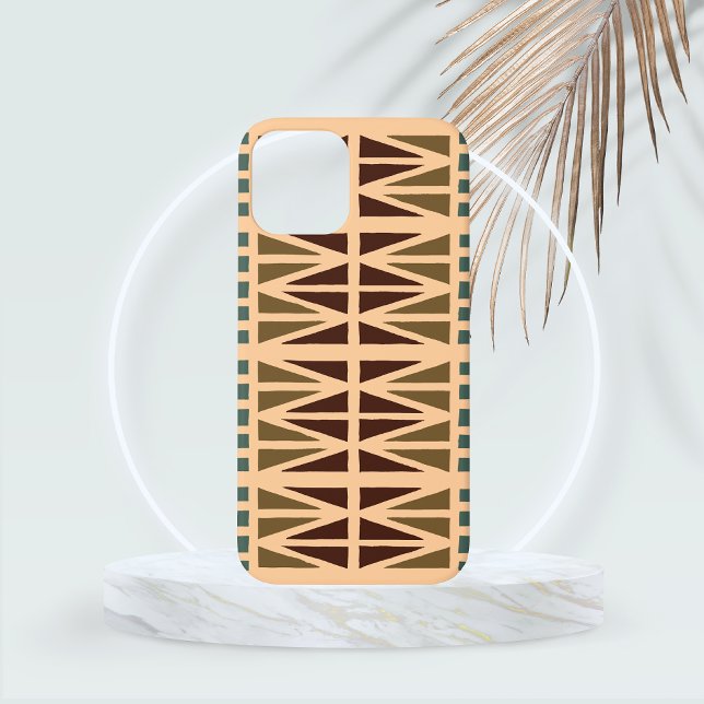 African Pattern in Dark Vermilion and Peach  Case-Mate iPhone Case (African Tribal Pattern in Dark Vermilion and Peach Phone Case)