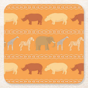 African pattern square paper coaster