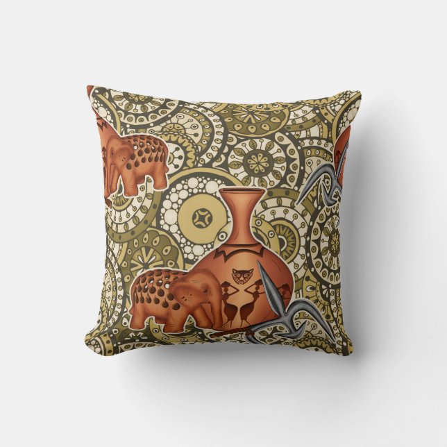 African Pattern Throw Pillow (Front)