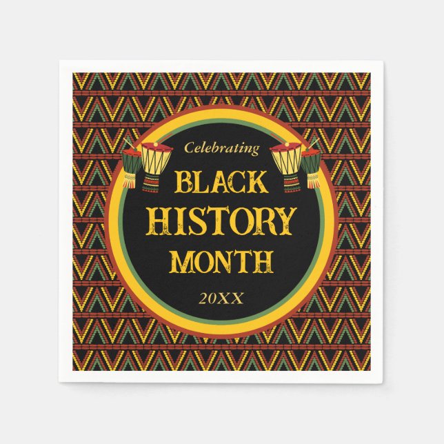 African Patterns Black History Month Celebration  Napkin (Front)