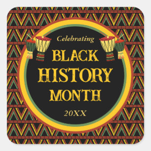 African Patterns Black History Month Celebration  Square Sticker