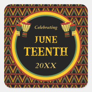 African Patterns Juneteenth Celebration  Square Sticker