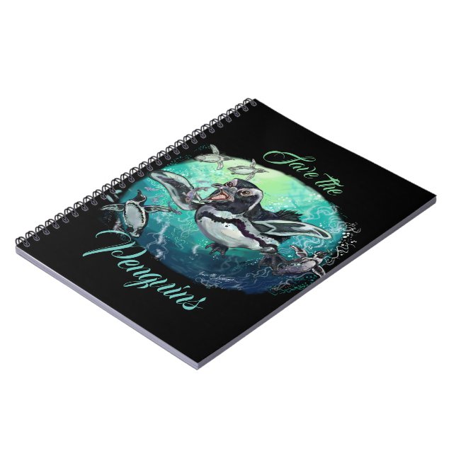 African Penguin Fishy Feast Notebook (Left Side)