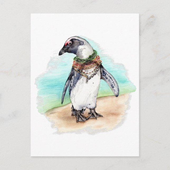 African Penguin on a Beach Postcard (Front)