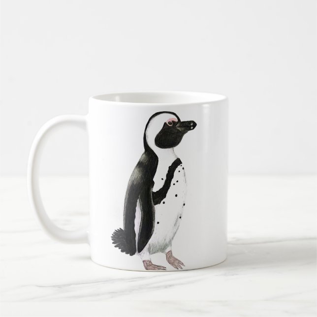 African penguin pencil drawing coffee mug (Left)