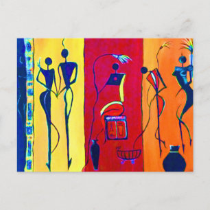 African people art in their phases of life postcard