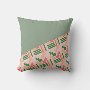 African Pink Sage Pattern Mix Throw Pillow