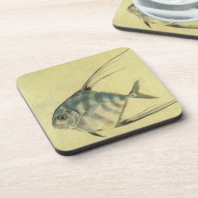 African Pompano Fish, Vintage Threadfin Trevally Coaster (Left Side)
