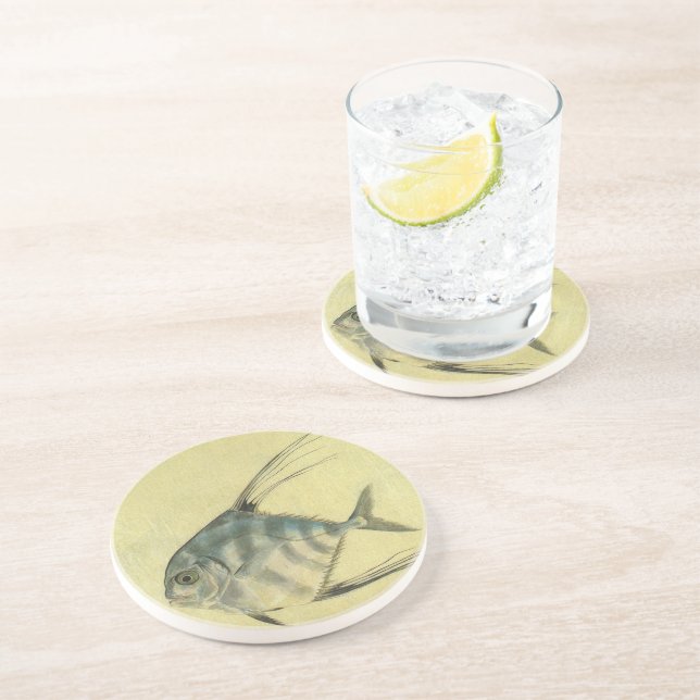 African Pompano Fish, Vintage Threadfin Trevally Coaster (Side)