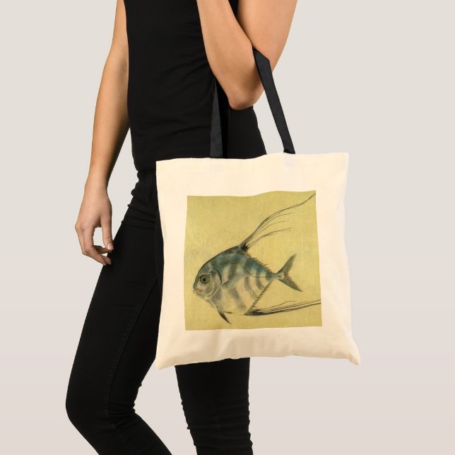 African Pompano Fish, Vintage Threadfin Trevally Tote Bag (Front (Product))