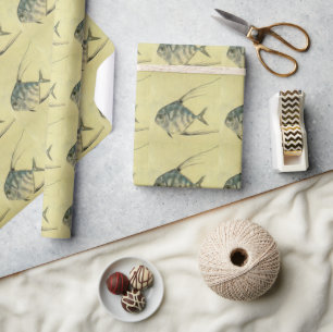 African Pompano Fish, Vintage Threadfin Trevally Wrapping Paper